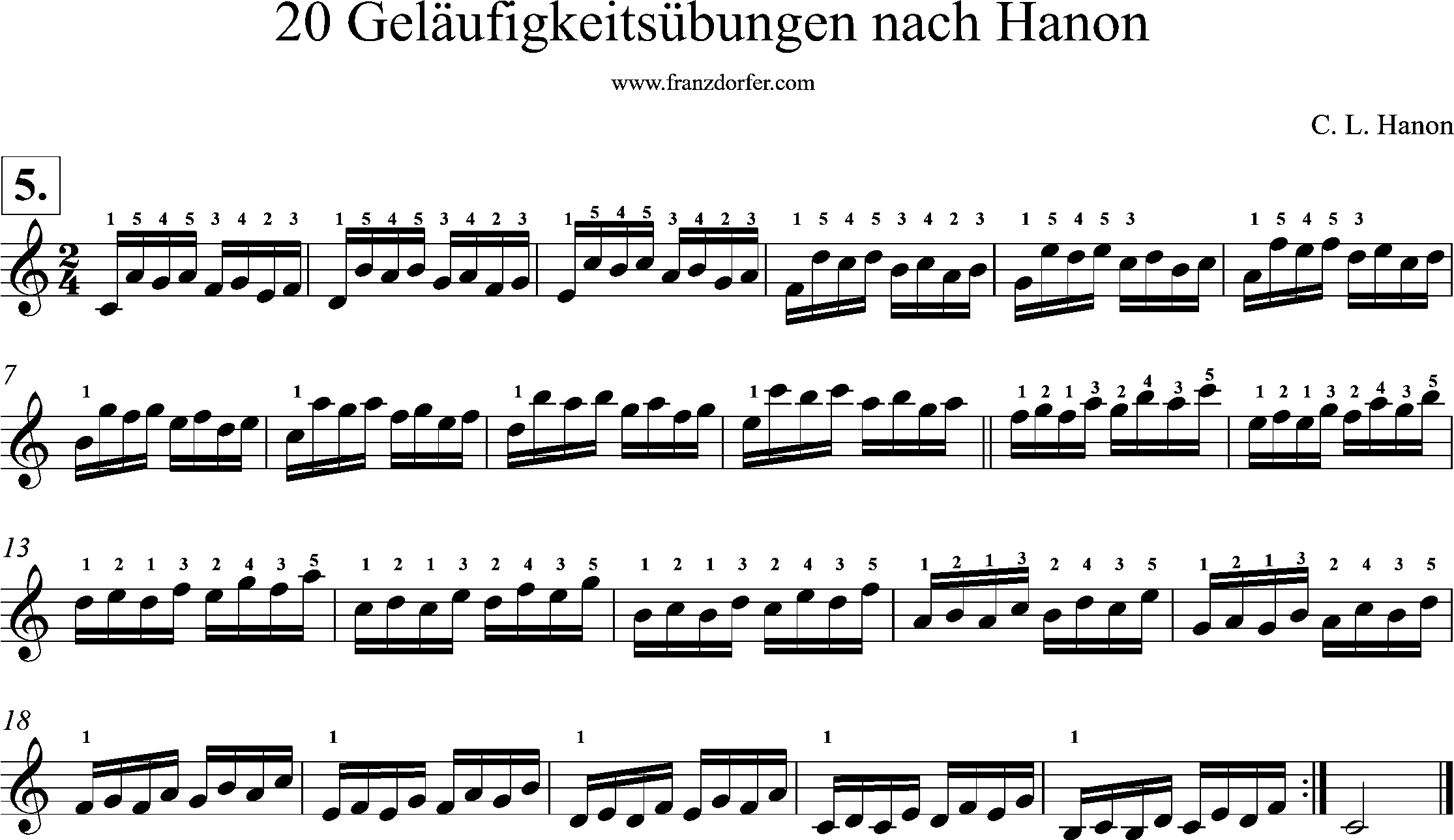 Akkordeonnoten, Hanon geläufigkeitsübungen, Nr-05